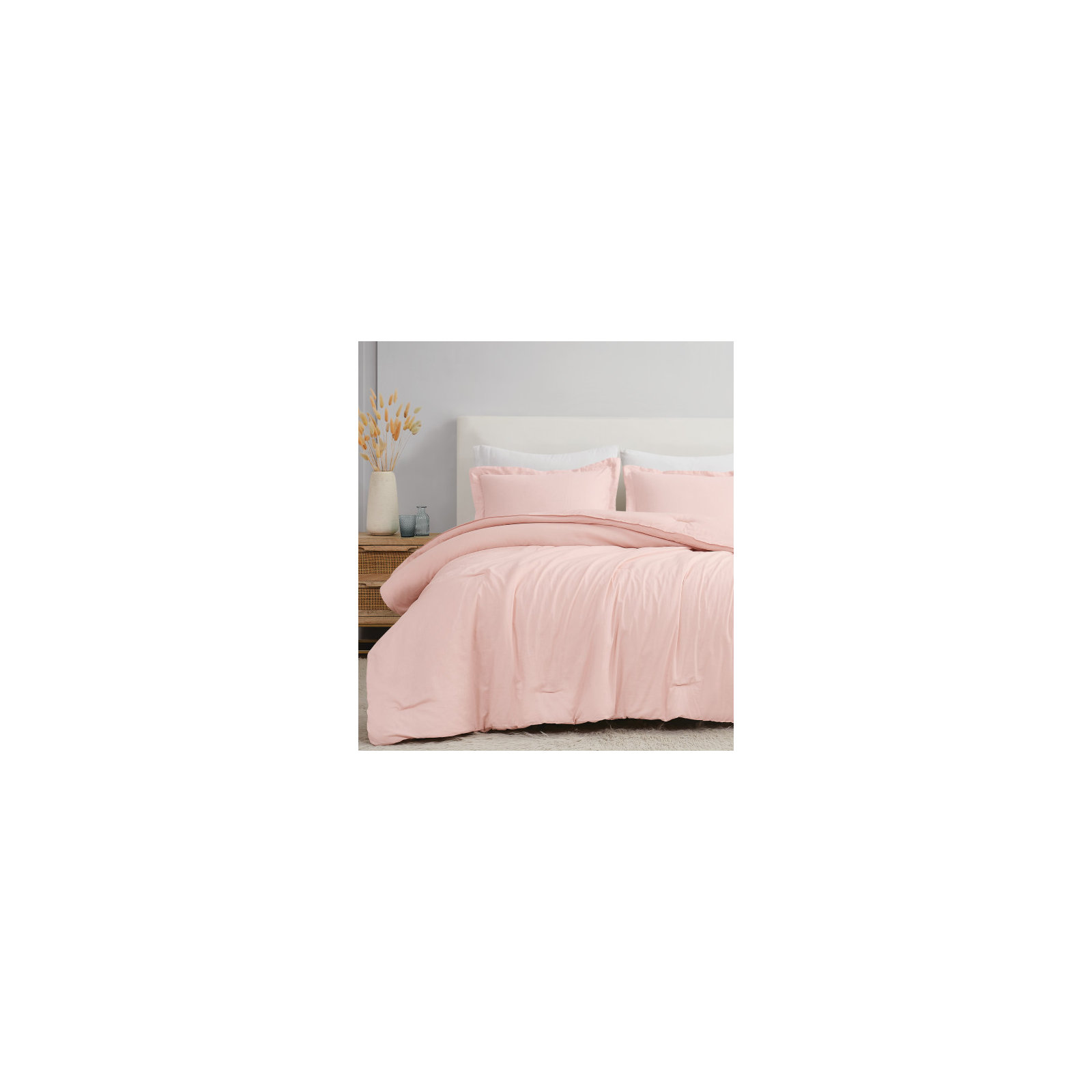 Nena Linen Bedding Set, Blush , Queen Comforter + 2 Standard Shams