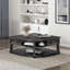 Table basse polyvalente en bois avec plateau relevable et plusieurs options de rangement pour le salon