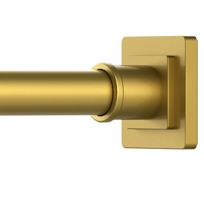 Adjustable 31-68" Shower Rod - No-Drill Tension Mount - Rustproof & Non-Slip Heavy Duty Curtain Rod (Gold)