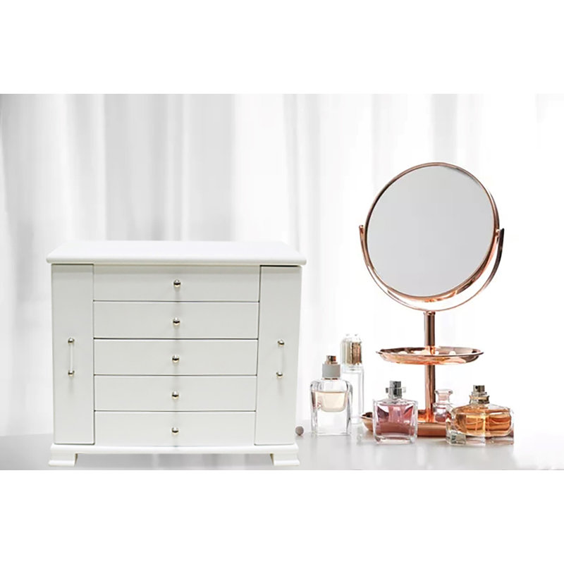Boîte à bijoux avec miroir et velours, Blanc