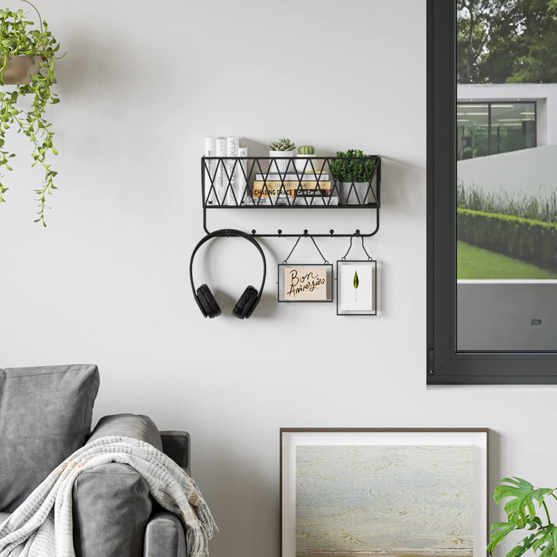 Entryway Mail Holder with Key Hooks