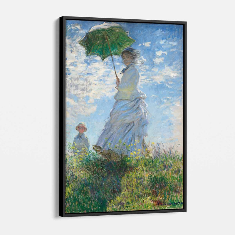 «Arshveer Blue Monet», art mural sur toile 7292 par Claude Monet, H 12 po x l 16 po, Cadre flottant noir