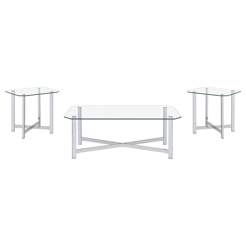 Linda Chrome 3-piece Coffee Table Set
