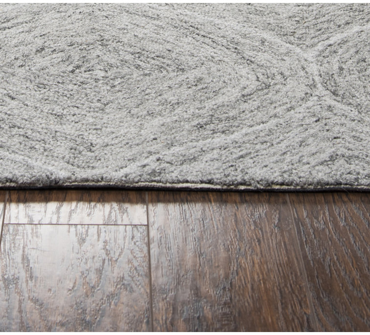Tapis gris en laine touffeté à la main à motif géométrique Gaige
