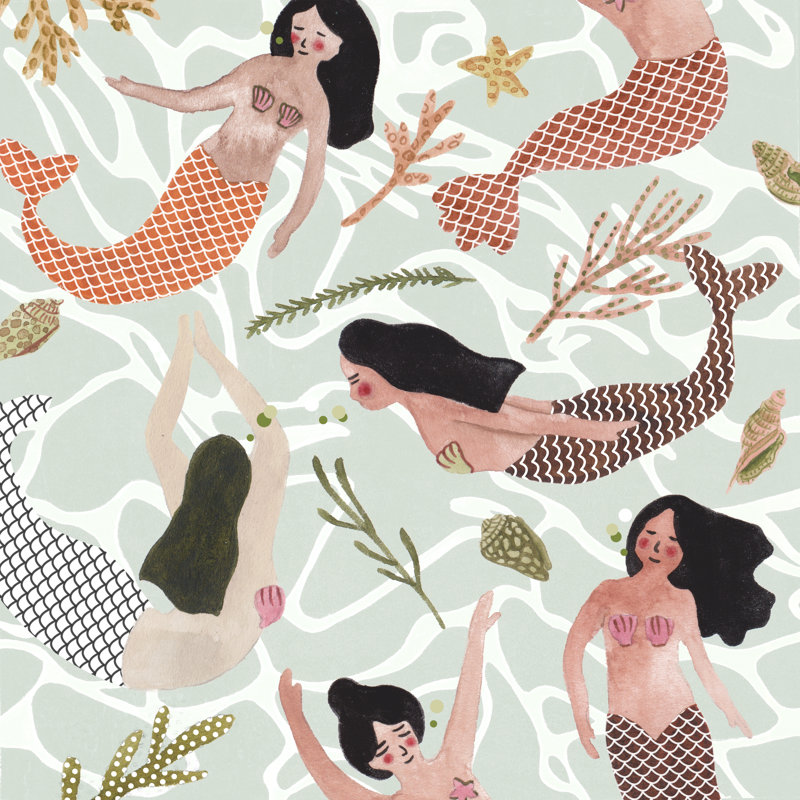 Mermaid At Heart IV by Melissa Wang - Wrapped Canvas Painting, 51cm H x 51cm W x 3.8cm D