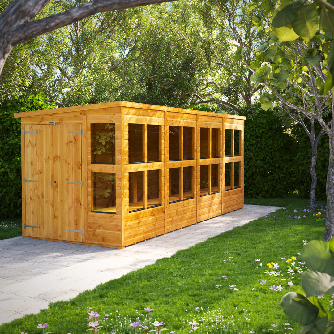 Powersheds 16 x 6ft Timber Tongue & Groove Pent Potting Shed, Double Doors