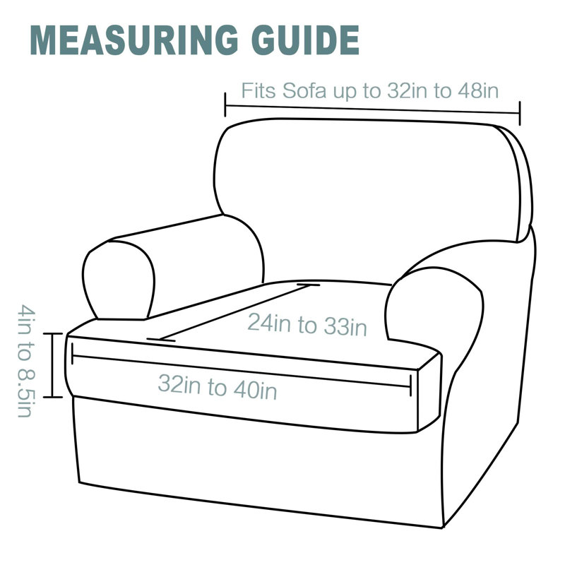Velvet Arm Chair Sofa Cover with 1 T Cushion Sofa Slipcover for Living Room Machine Washable, Stoneblue