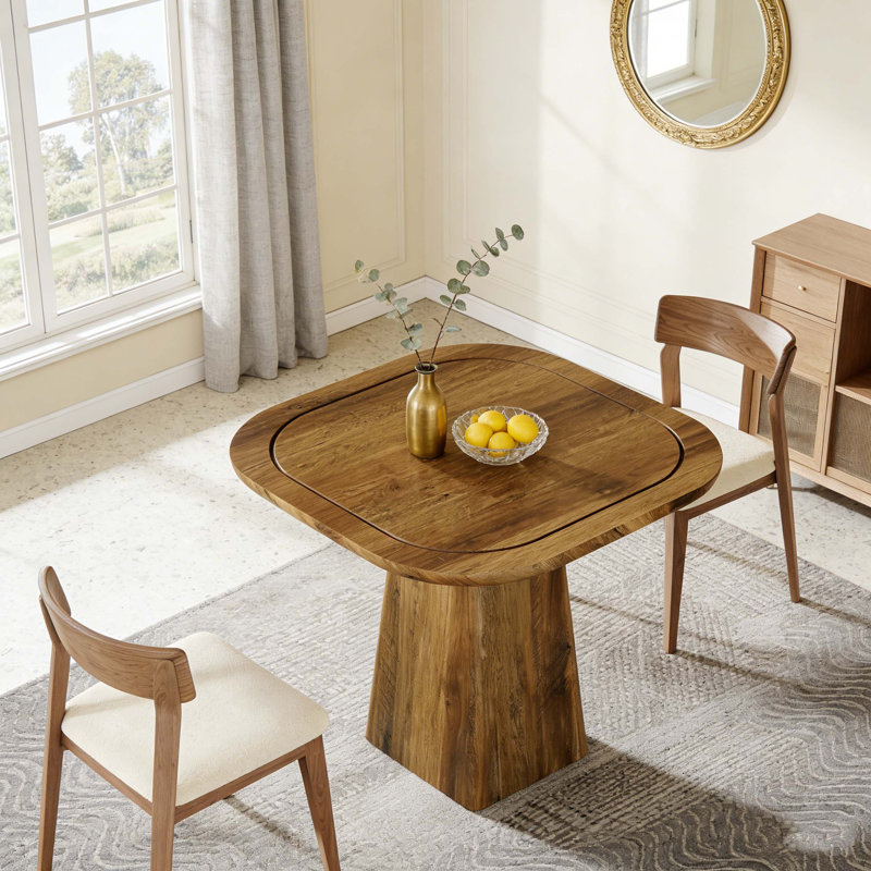 Table de salle à manger carrée avec base piédestal robuste