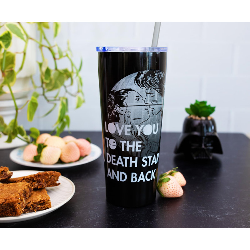 Love You to the Mort Star 22 oz Gobelet de voyage à double paroi en acier inoxydable avec paille