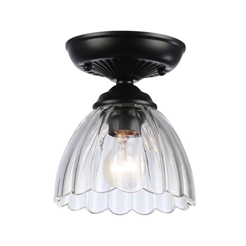 Audra 1-Light Semi-Flush with Clear Glass, Matte Black