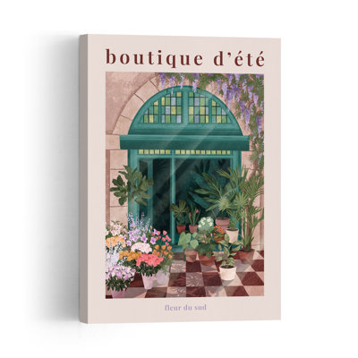 Affiche de fleuriste française, art mural abstrait de ville fleurie