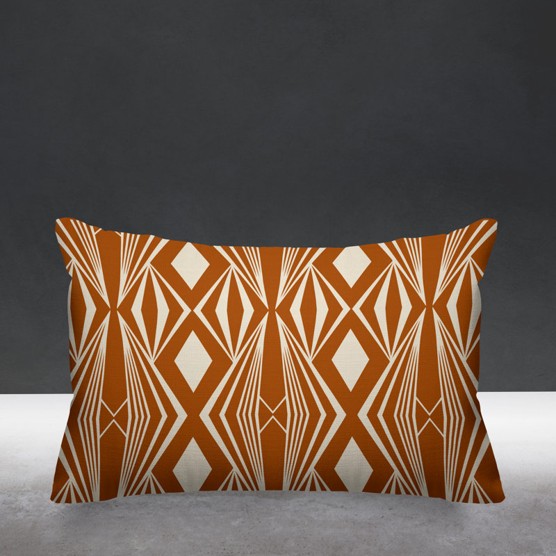 Housse et insert de coussin rectangulaire d'extérieur Minimalist Tribal, Orange brûlé