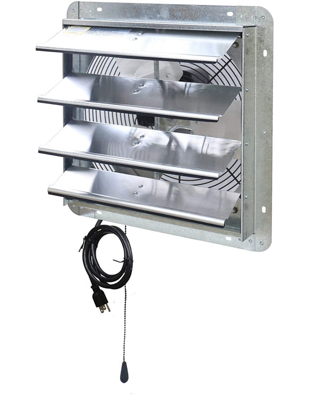 iLIVING ILG8SF16V-T 16 "Contrôle mural du thermostat d'échappement à 3 vitesses pour ventilateur de grenier, de remise ou de garage, 1200 CFM, zone de couverture 1800 SQF, variable, argent