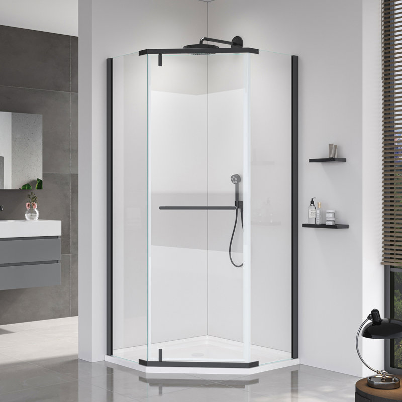 Pivot Shower Door, With 1/4" (6MM) Tempered Glass For Bathroom Shower Door36*36*72 INCH Matte Black(NO INCLUDED Neoangle Shower Base )