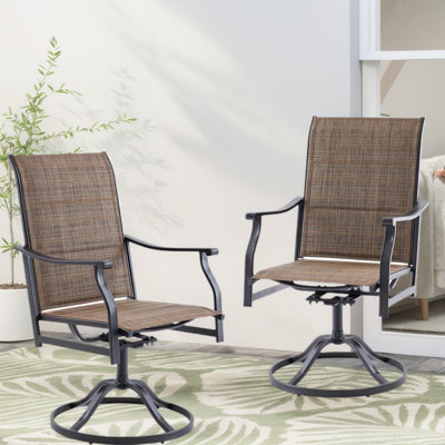 Outdoor Padded Textilene Swivel Dining Armchair by Winston Porter