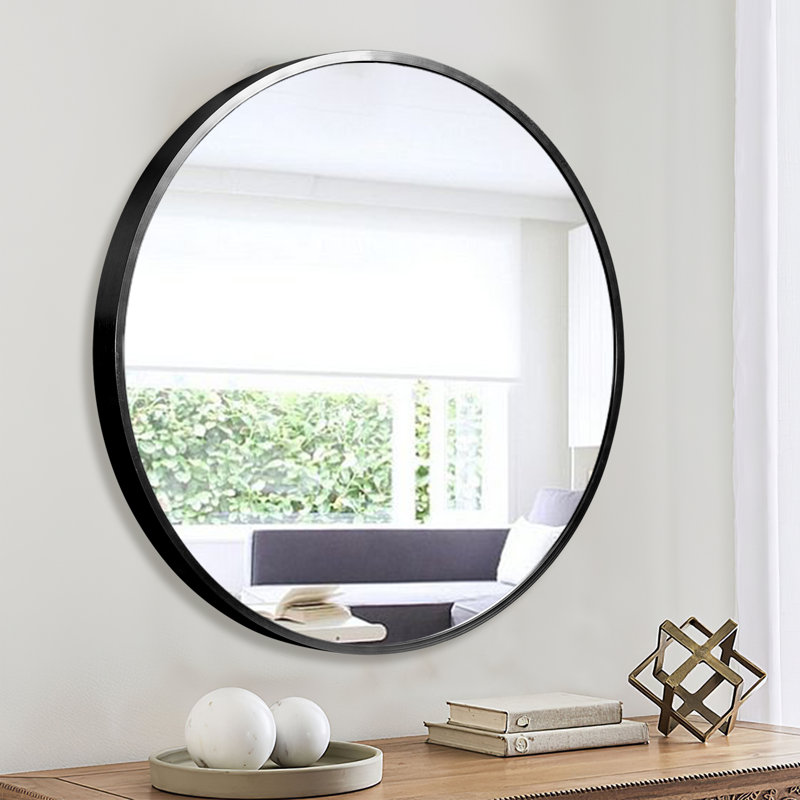 Metal Flat Mirror, 24"H x 24"W, Black