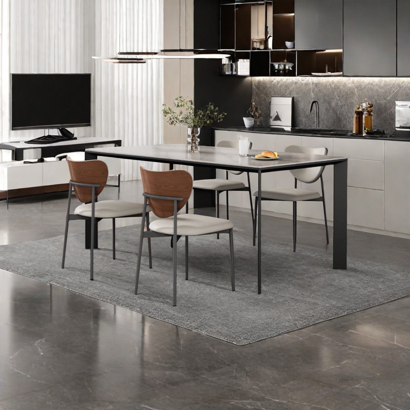 Light Luxury High-end Dining Table And Chairs 4 - Person Four Leg Dining Set, 29.5"H x 62.9"L x 31.4" W