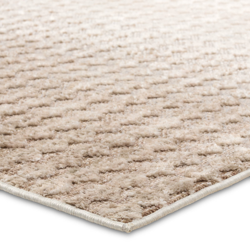 Tapis crème ombré à motif ombré Ebern Designs Monument (nuance de 18 po)