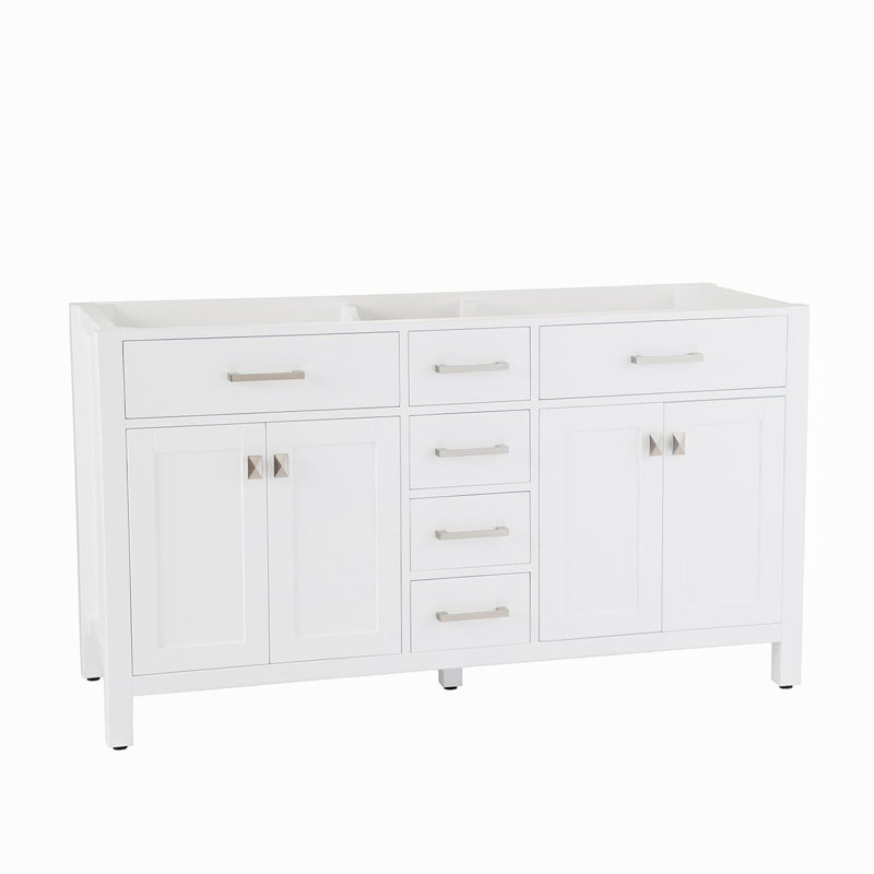 Ensemble de meuble-lavabo double 60 po, Blanc