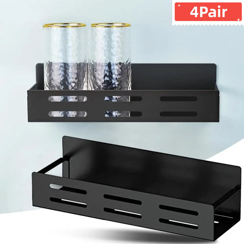 Étagère à épices en fer noir Super Magnetic, résistante à la rouille, paquet de 4 pour le rangement de la cuisine