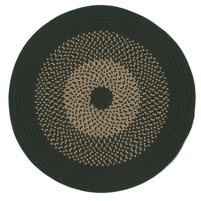Noir tressé à la main divin/Tapis décoratif Ivoire, Rond 4 pi