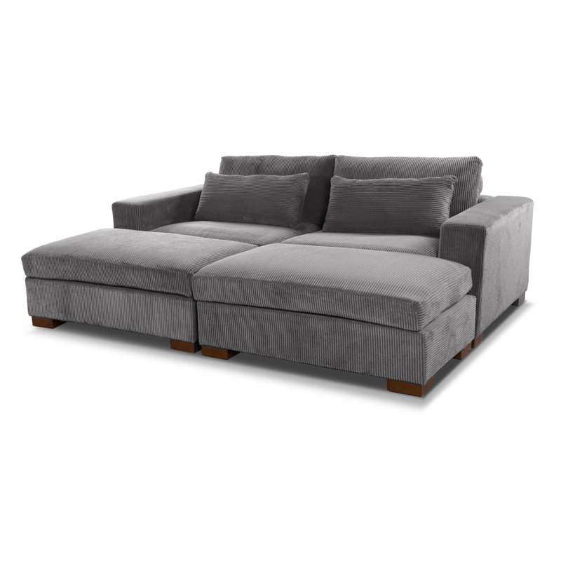 Erlendur 4 - Piece Upholstered Sectional, Gray Corduroy