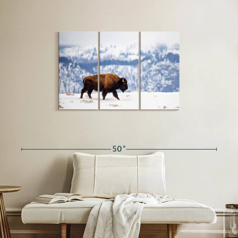 Brampt American Bison During Winter, 28" H x 45" W