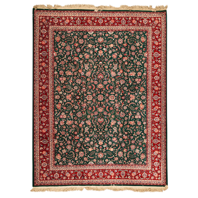 Tapis vert noué à la main de haute qualité