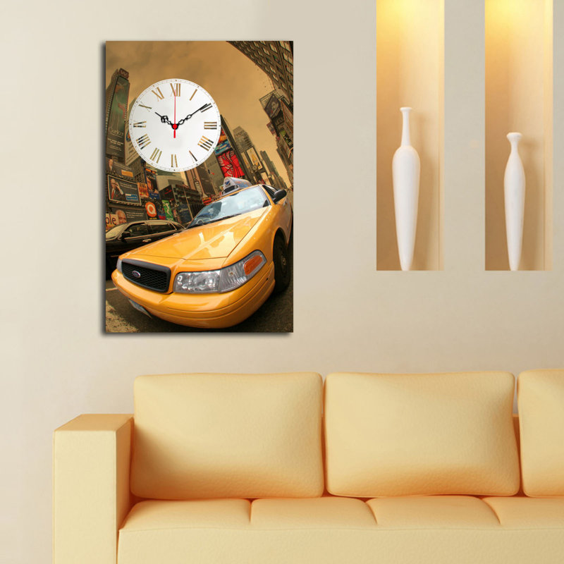 Elegant Decorative Canvas Wall Clock, 17.7 x 27.6 inches | 100% Suede Canvas, 100% Wooden Frame (Thickness: 1.2 inches) | Stylish Home Décor for Living Room, Bedroom & Office, Unique and Functional Timepiece