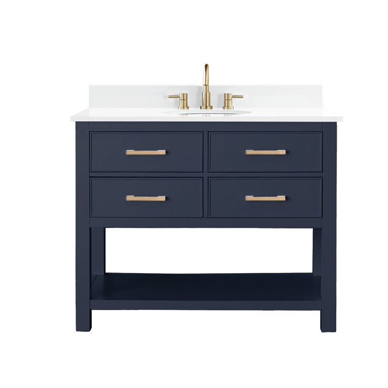 Brooks 43'' W Single Vanity, Chilled Gray, White Engineered Stone