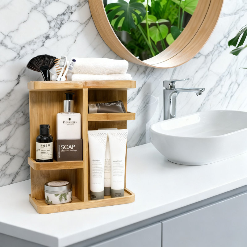 Organisateur de maquillage rotatif, 1 (brun clair)