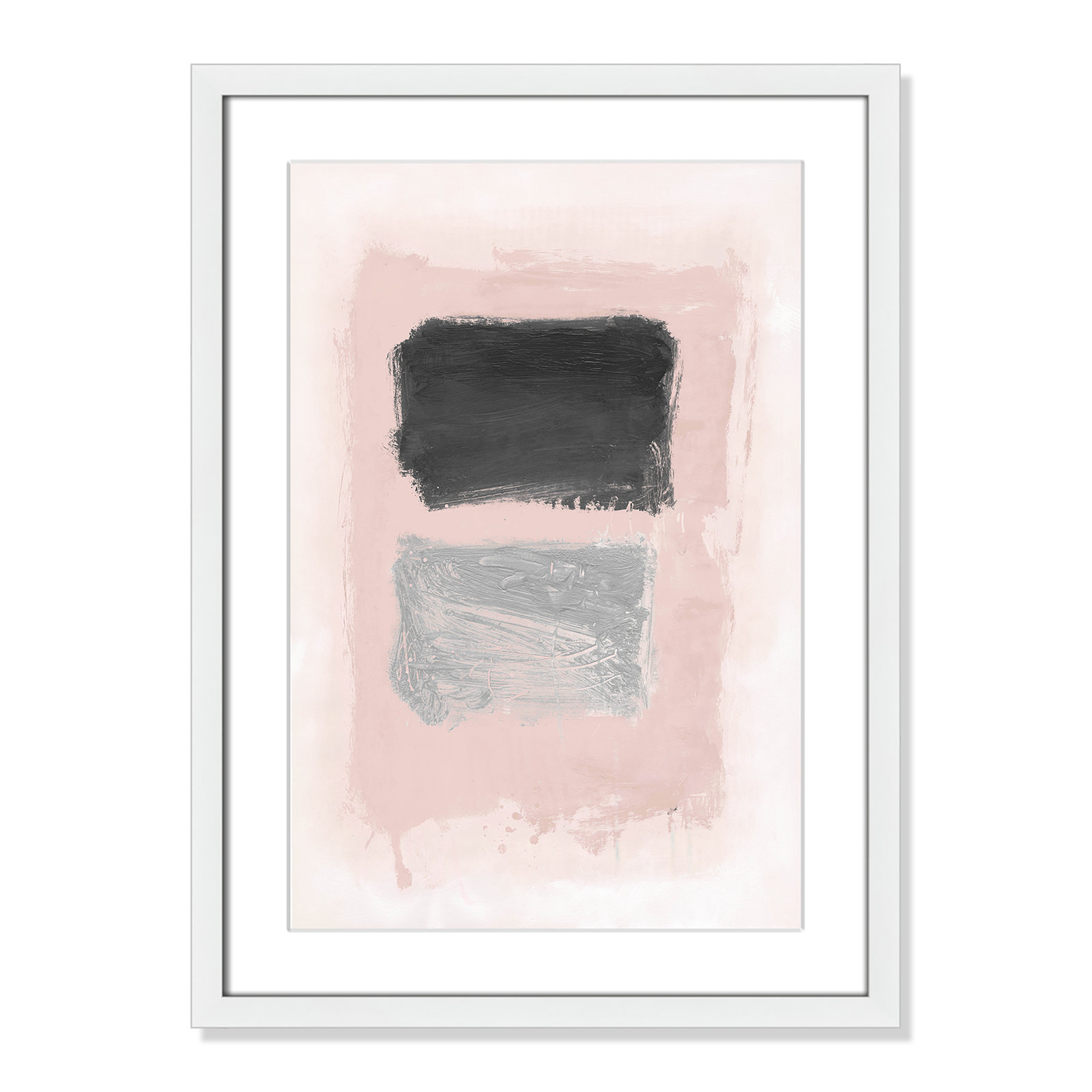 Pink, Black and Silver Shimmer I Print, 23" H x 17" W x 1.25" D, White Matted Picture Framed