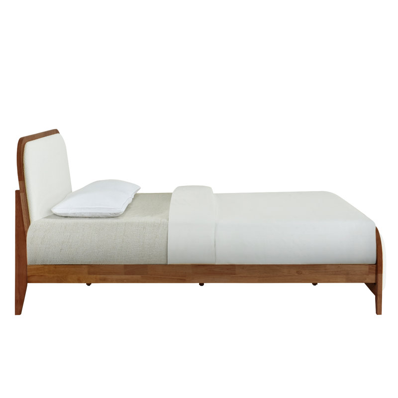 Lorrell Boucle Upholstered Bed Frame, Walnut