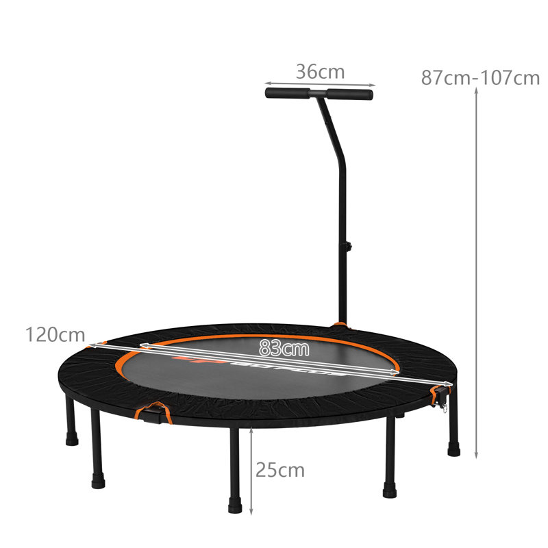 Costway 1.20cm Round Fitness Trampoline with Handlebar