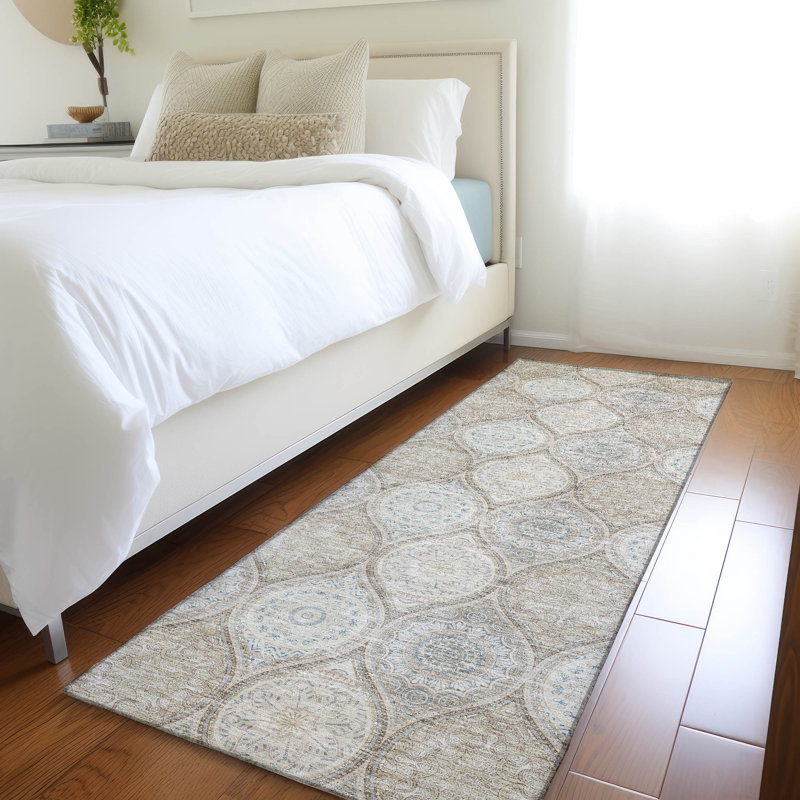Premium Machine Washable Prisco Taupe Rug, Runner 2'3" x 7'6"