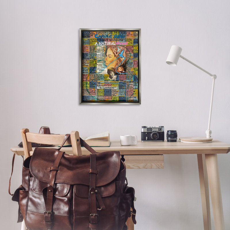 «Carole King Collage» par Sabin, H 31 po x l 25 po, Cadre flottant orme Montalcino