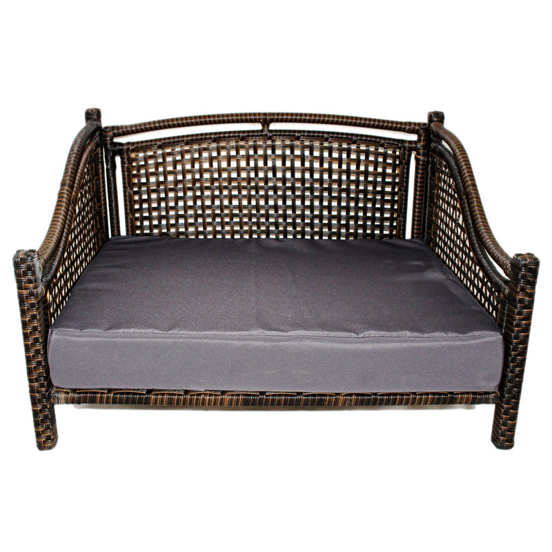 Maharaja Elevated Rattan Pet Sofa with Charcoal Cushion