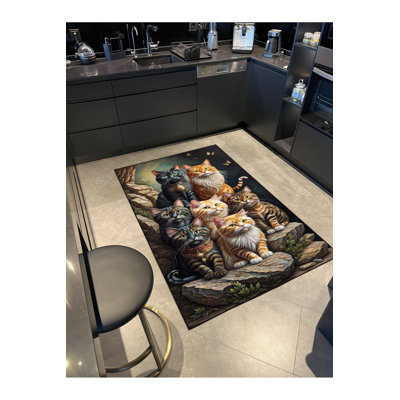 Kitten Animal Patterned Woven Base Rug