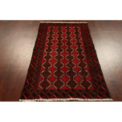 Massaoud One-of-a-Kind 3'2" X 5'10" New Age Wool Area Rug in Red