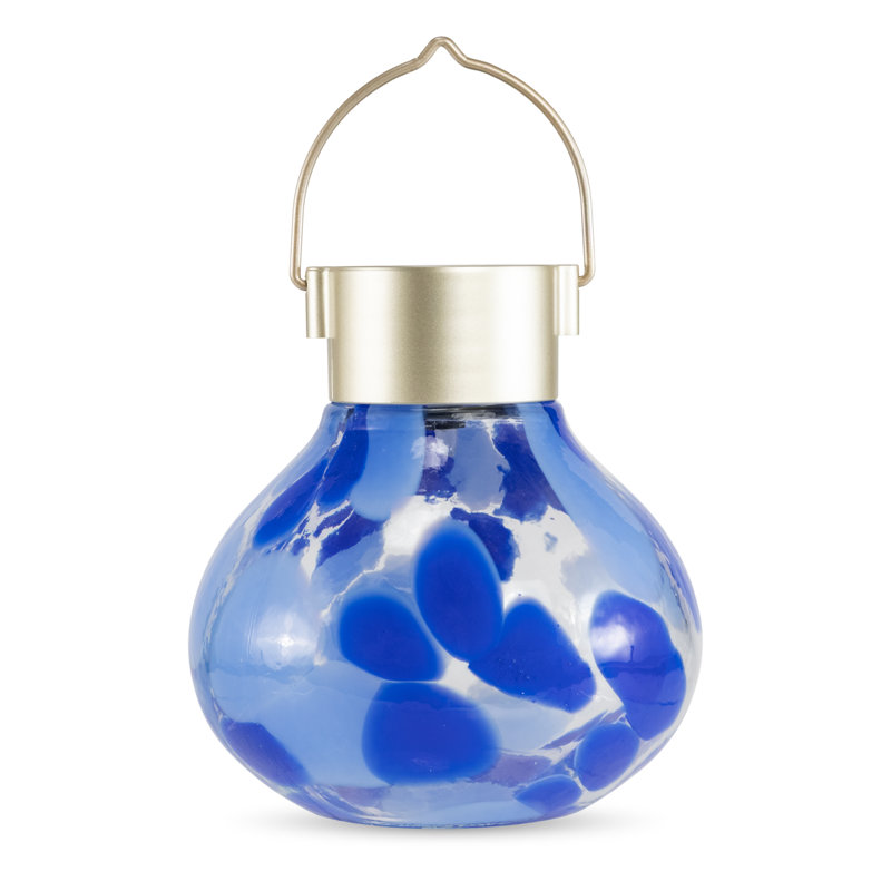 Solar Tea Lantern 5" Handblown Glass - Periwinkle, Blue