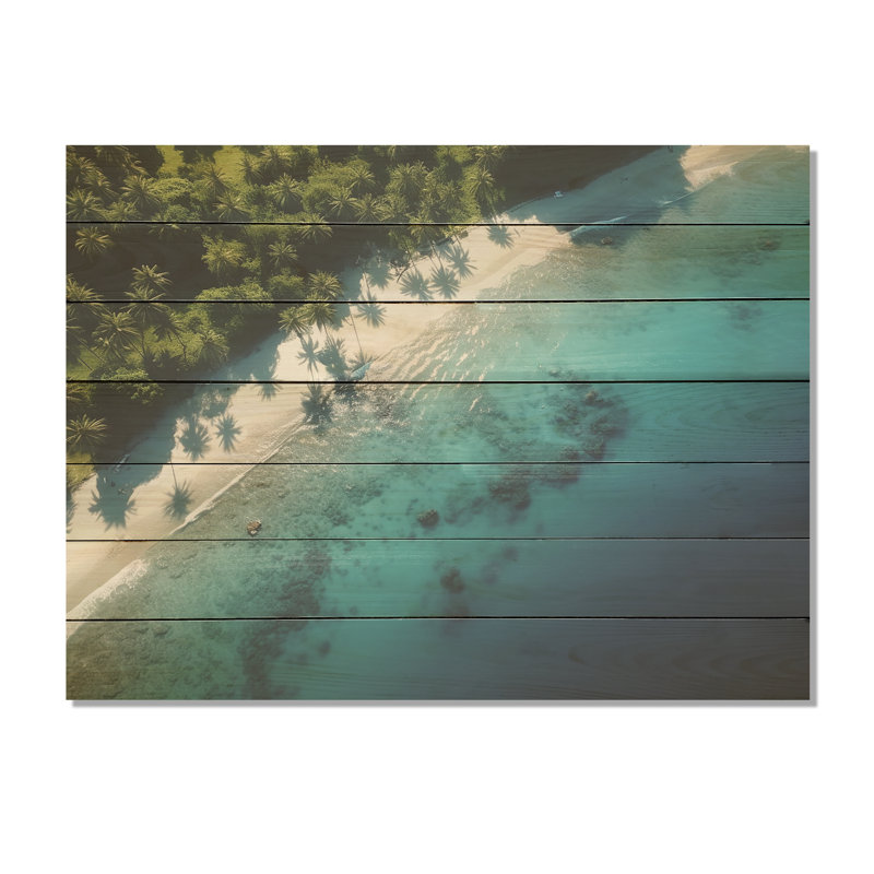 Plage relaxante vue aérienne II - plage sur bois, H 34 po x l 44 po x P 0,78 po