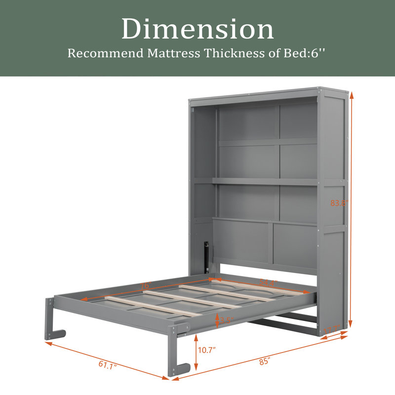 Jimya Murphy Storage Bed, Full / Double, Gray