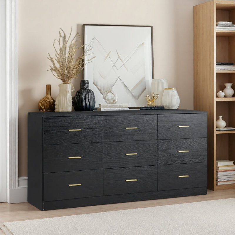 Commode moderne à 9 tiroirs pour la chambre à coucher - Vaste commode de rangement, robuste