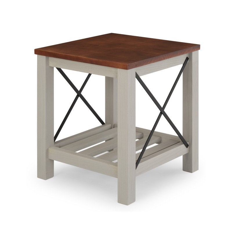 Solid Wood End Table, Grey