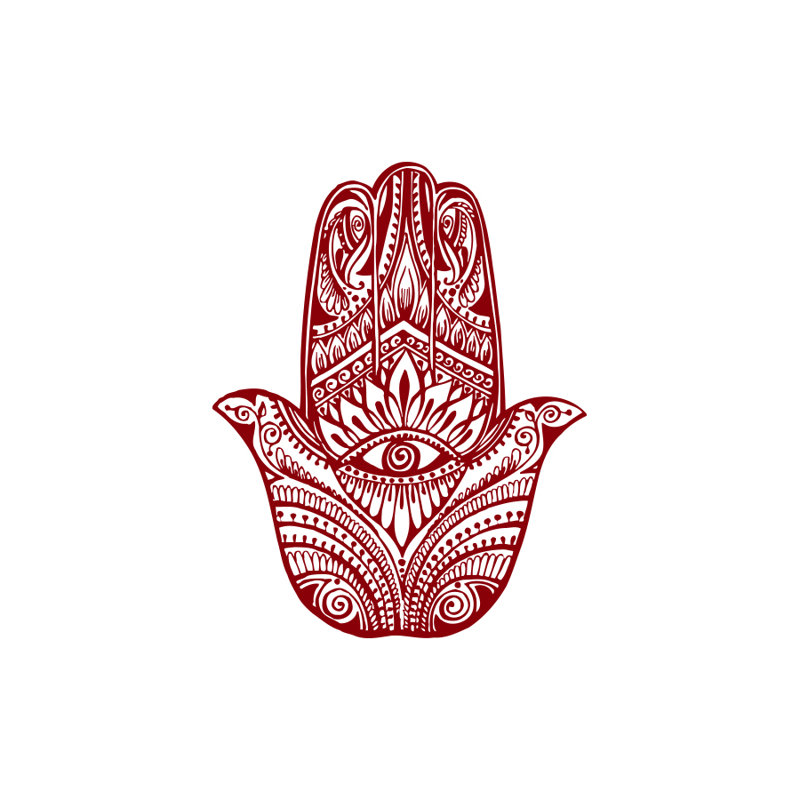 Décalcomanie murale yeux à main hamsa Eli, Mauve rouge