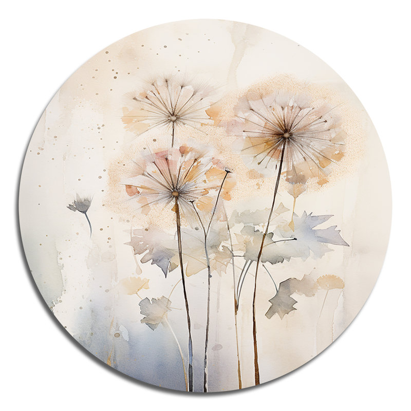 Javed - art mural floral rond en métal, H 36 po x l 36 po