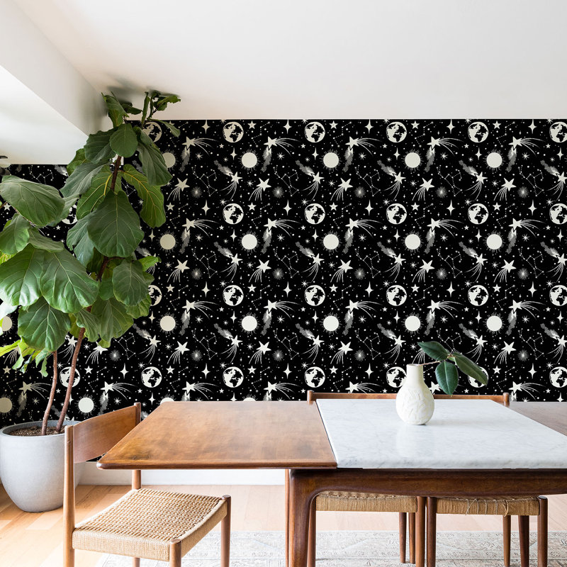 Panneau de papier peint adhésif avec système solaire heather dutton mat, L 10 po x l 24 po
