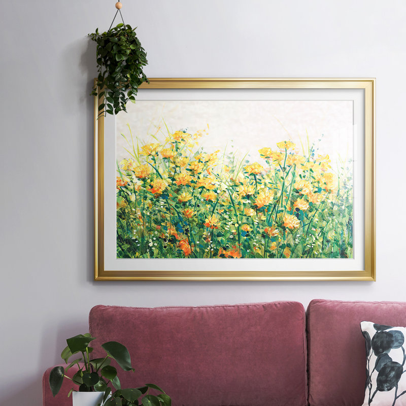 Jardin en fleurs III, H 19 po x l 27 po x P 1,5 po, Or