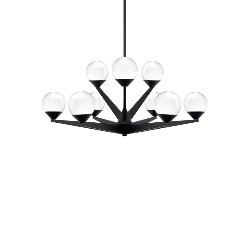 Eclipse Black 9-Light LED Sputnik Sphere Chandelier with Crystal Accents