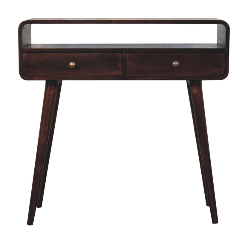 Curved Caramel Console Table, Walnut